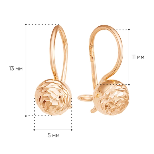 Серьги из лимонного золота с фианитами