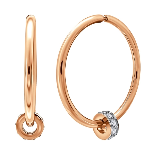 Серьга из золота с фианитами буква "Ю"