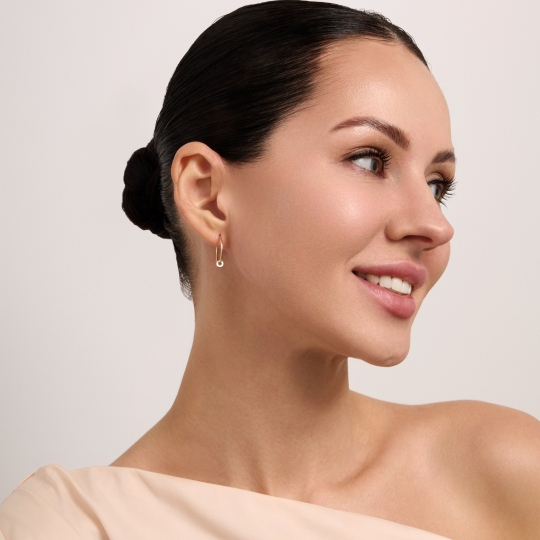 Серьги-трансформеры из золота с фианитами