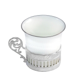 Чашка кофейная из фарфора с серебряной подставкой 
