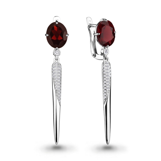 Серьги из серебра с фианитами