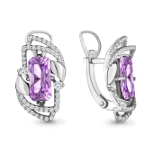 Серьги из серебра с аметистами и фианитами