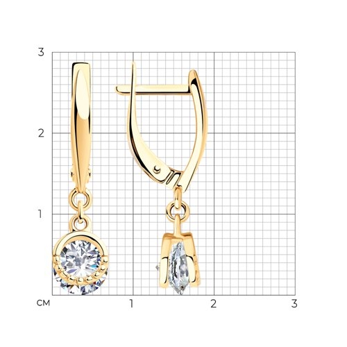 Серьги из серебра с фианитами "Инь-Ян"