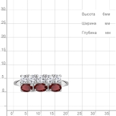 Кольцо из серебра с гранатами и фианитами