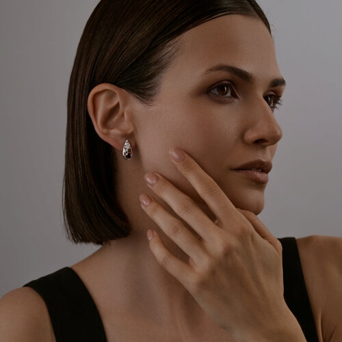 Серьги из серебра с фианитами "Инь-Ян"