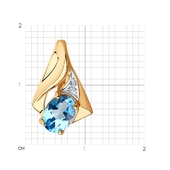 Подвеска из золота с топазом и фианитами