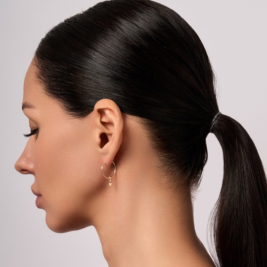 Серьги-конго из золота с фианитами 