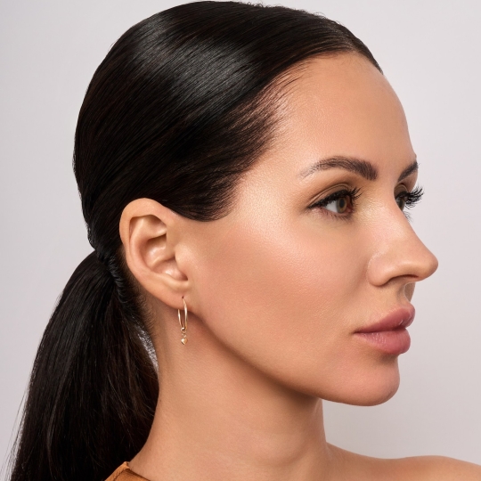 Серьги-конго из золота с фианитами 