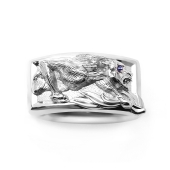 Кольцо-печатка из серебра с ювелирным кристаллом