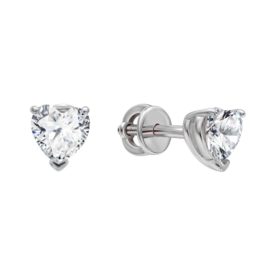 Серьги из серебра с позолотой и фианитами