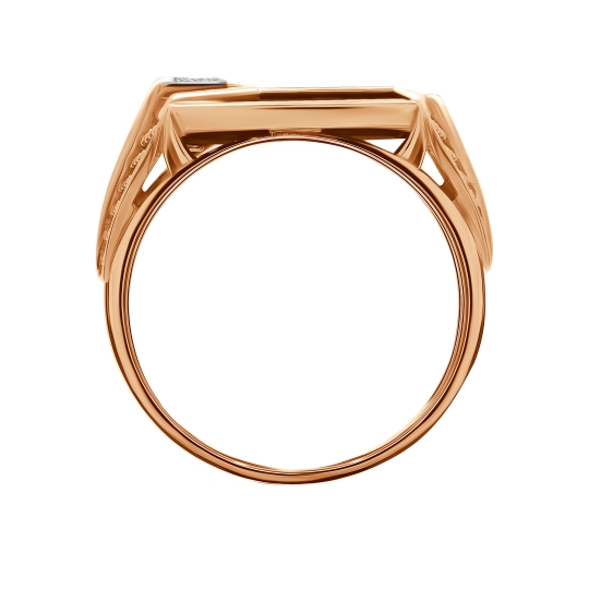 Кольцо-печатка из золота с ониксом и фианитами