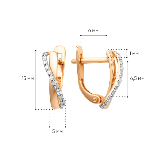 Серьги из золота с фианитами