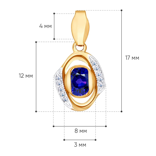 Подвеска-буква из золота с фианитами «Т»