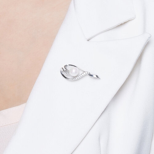 Брошь из серебра с позолотой и янтарем "Стрекоза"