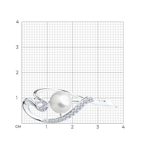 Брошь из серебра с позолотой и янтарем "Стрекоза"