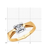 Кольцо из комбинированного золота с алмазной гранью с бриллиантом