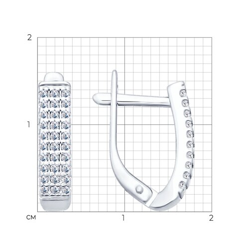 Серьги из серебра с фианитами