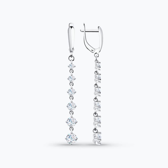 Серьги из серебра с фианитами
