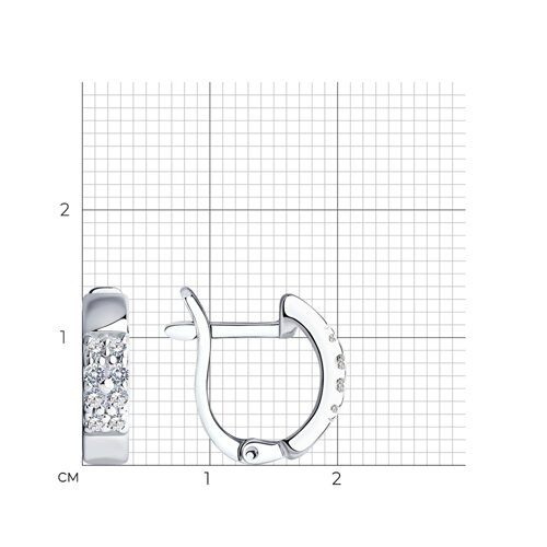 Серьги из серебра с сапфировыми корундами и фианитами