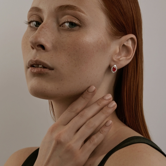 Серьги из серебра с позолотой и фианитами