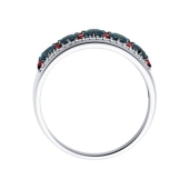Кольцо из серебра с топазами London, рубиновыми корундами и фианитами