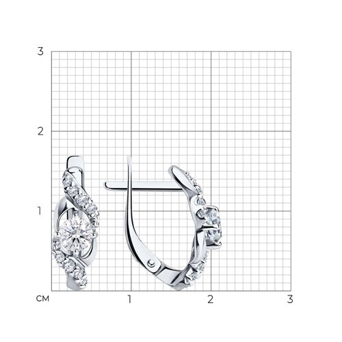 Серьги из серебра с позолотой и  фианитами