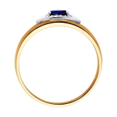 Кольцо из комбинированного золота с бриллиантами и сапфиром