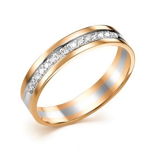 Обручальное кольцо из комбинированного золота с бриллиантами 