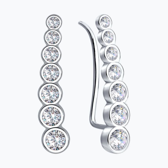 Серьги из серебра с фианитами