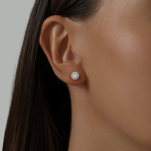 Серьги из серебра с фианитами