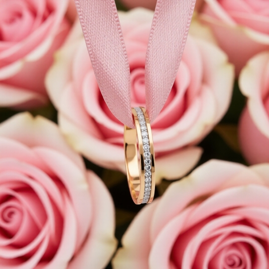 Обручальное кольцо из золота с фианитами