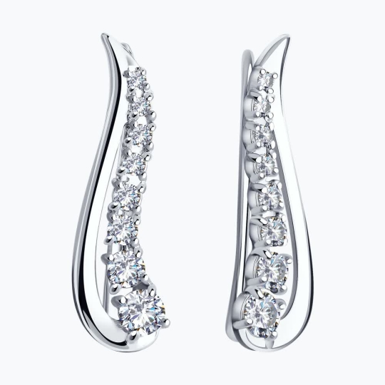 Серьги из серебра с фианитами