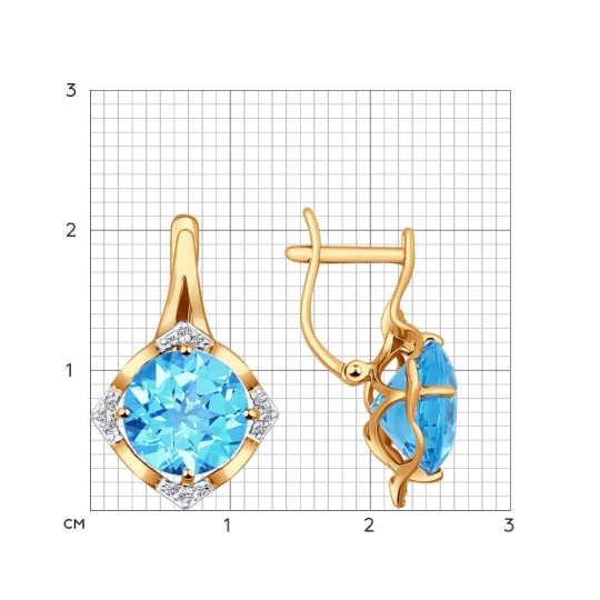 Серьги из золота с бриллиантами и зелеными агатами