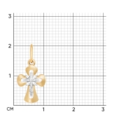 Подвеска-крест из комбинированного золота с фианитами