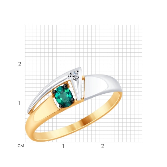 Кольцо из золота с ситаллом султанит и фианитами