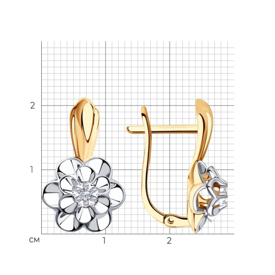 Серьги из комбинированного золота с бриллиантами