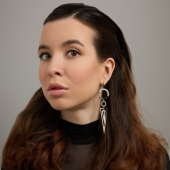 Одиночная серьга из серебра 