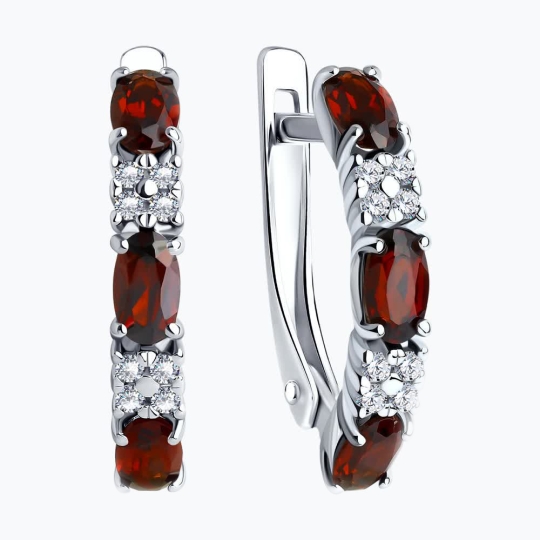 Серьги из серебра с черными фианитами