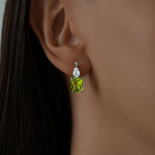 Серьги-джекеты из серебра с фианитами