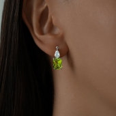 Серьги из серебра с ситаллами и фианитами