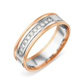 Обручальное кольцо из комбинированного золота с фианитами 