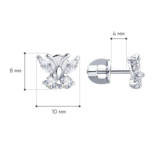 Серьги из серебра с фианитами 