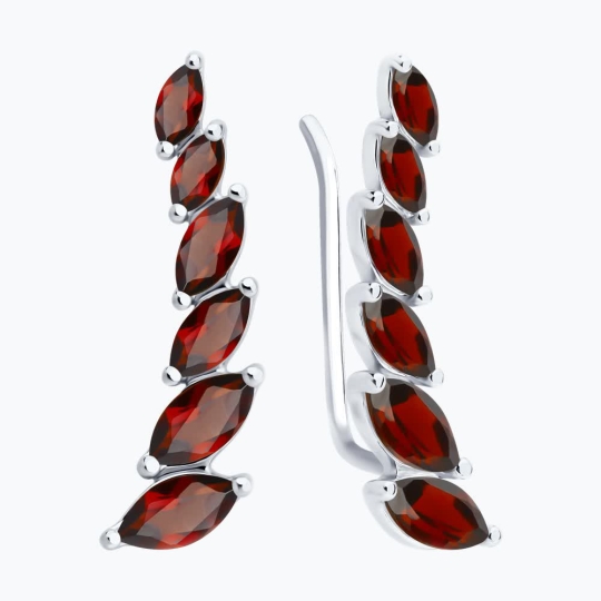 Серьги из серебра с позолотой и фианитами