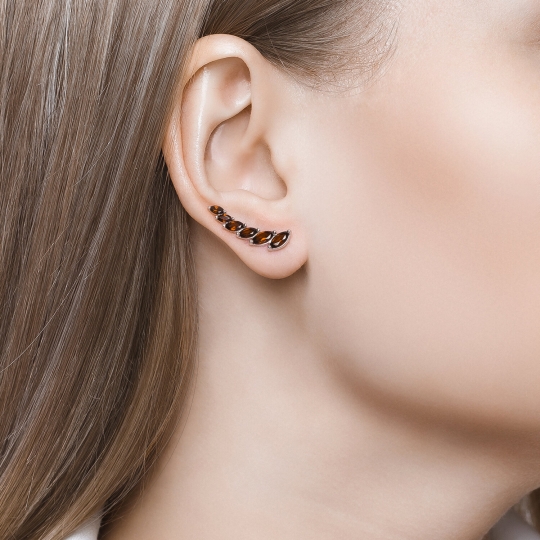 Серьги из серебра с позолотой и фианитами