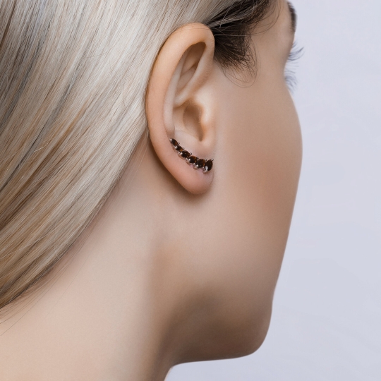 Серьги из серебра с позолотой и фианитами