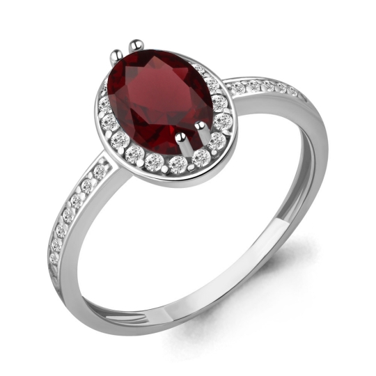 Серьги из серебра с гранатами и фианитами