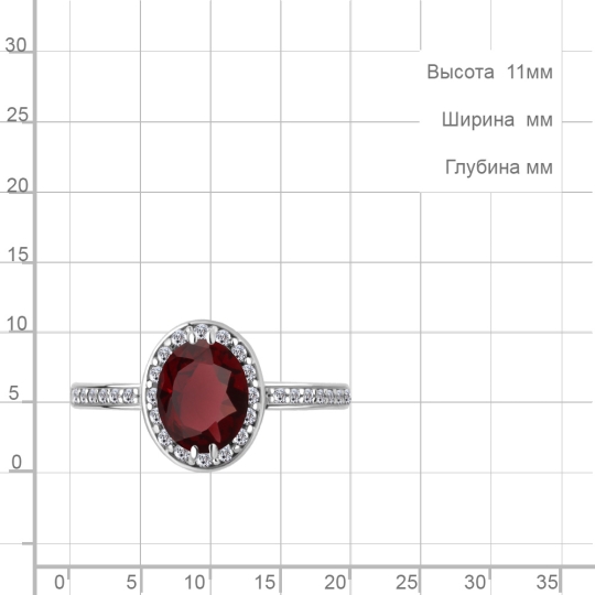 Серьги из серебра с гранатами и фианитами