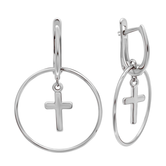 Серьга-кафф из серебра с фианитами