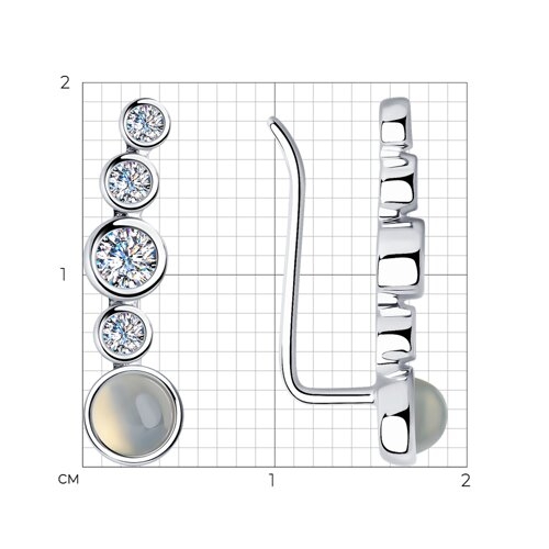 Серьги из серебра с фианитами