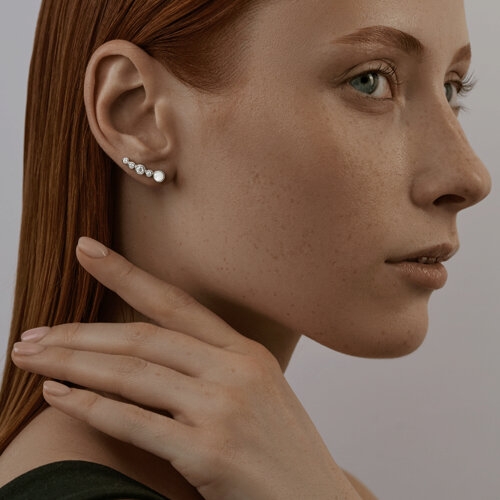 Серьги из серебра с фианитами